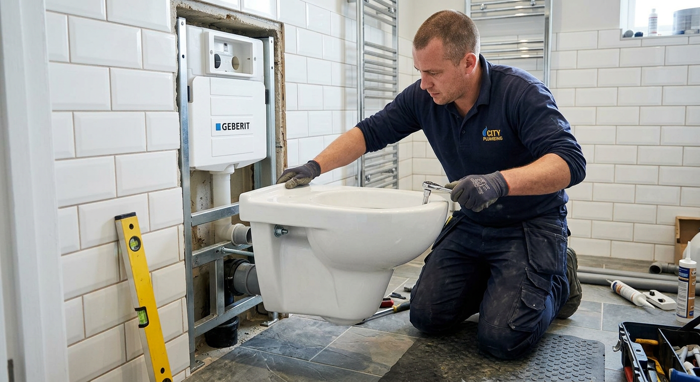 Pose de WC suspendu par un plombier professionnel à Moissy-Cramayel